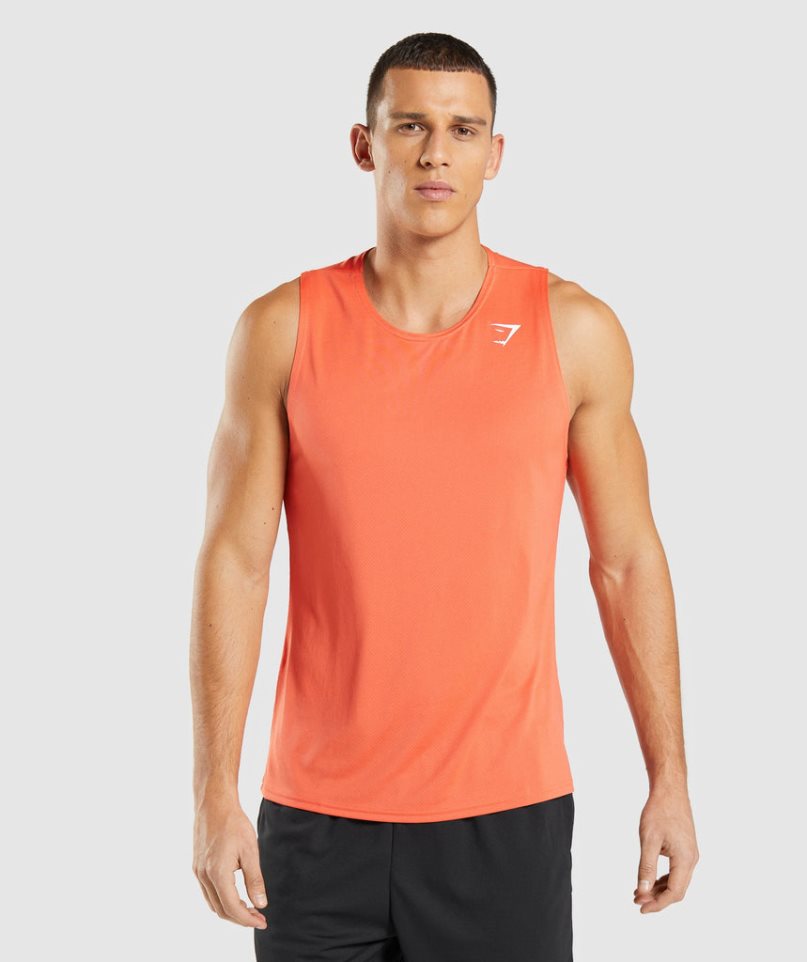 Men\'s Gymshark Arrival Tanks Orange | CA 1D3A68